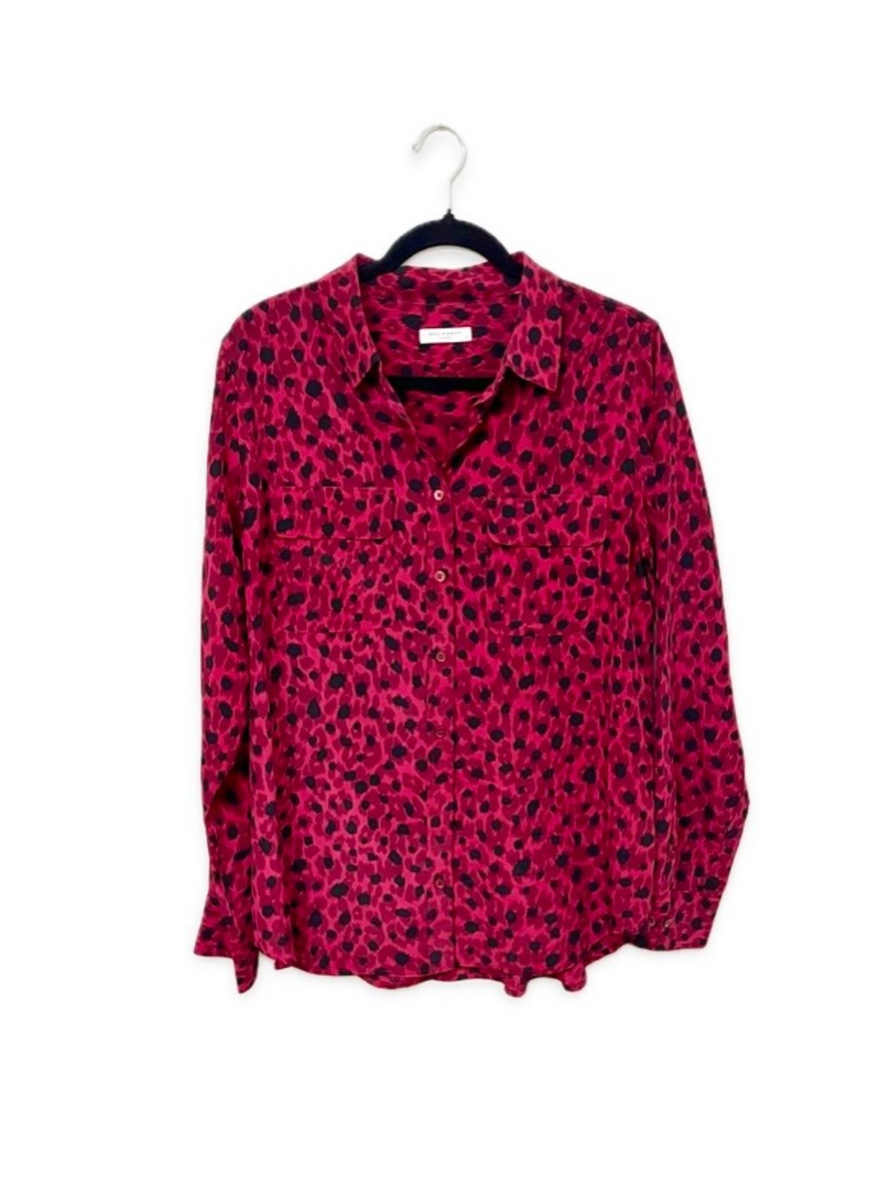 Equipment Femme 100% Silk Leopard Print Button-Up Blouse Size L